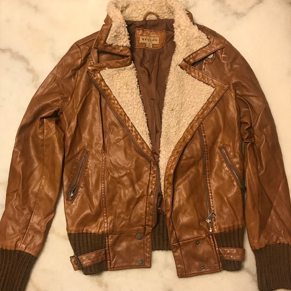 Beulah Style Fur Lined Brown Leather Jacket
